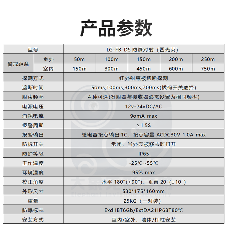 李攻LG-FB-DS铸铝防爆对射四光束(图1)